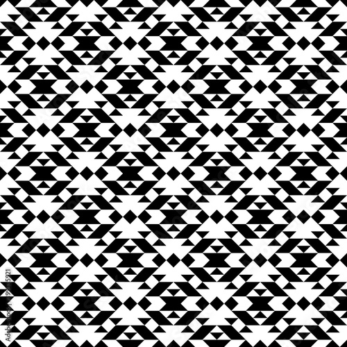Seamless pattern. Diamonds, brackets, triangular shapes, polygons wallpaper. Ethnic motif. Rhombuses, triangles, chevrons, figures ornament. Geometric backdrop. Textile print. Vector art background.