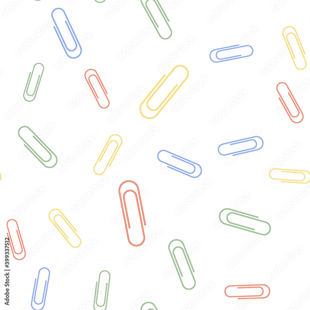 Color Paper clip icon isolated seamless pattern on white background. Vector. Color Paper clip icon isolated seamless pattern on white background. Vector.