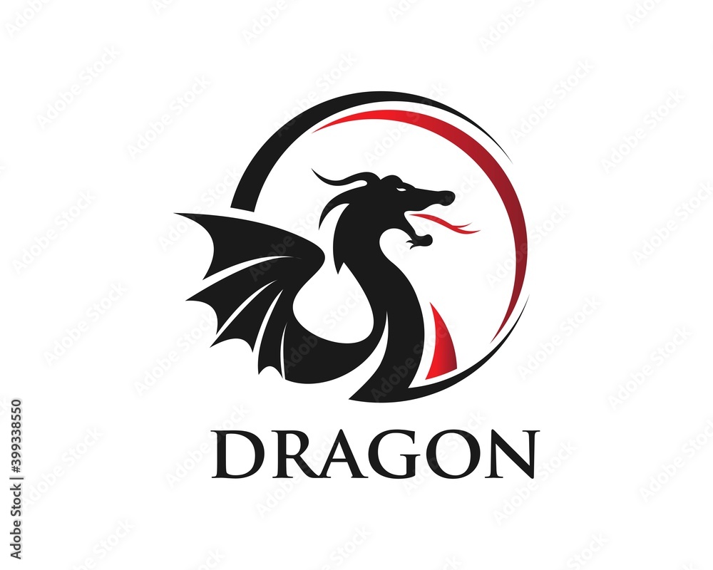 Obraz premium dragon head logo, vector icon illustration