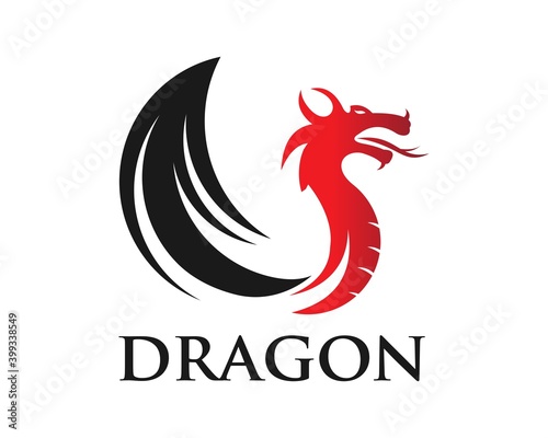 dragon head logo, vector icon illustration