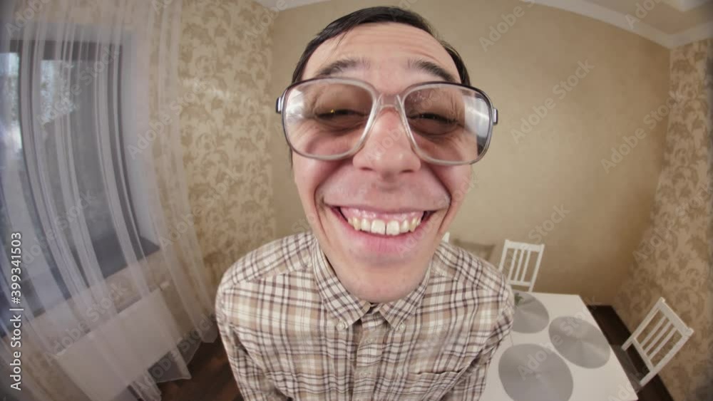 Laughing nerd in the room