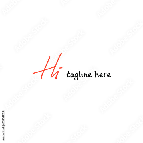 HI white initial beauty monogram and elegant logo design