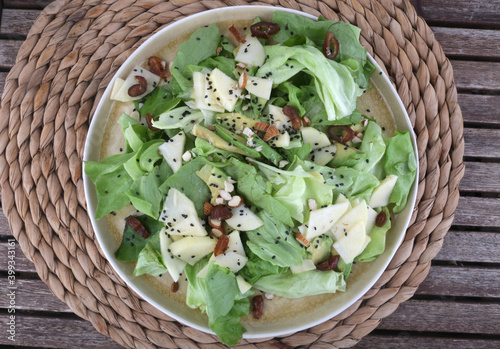 lettuce salad with almonds and cheese