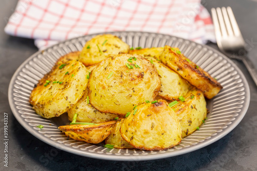 Delicious baked potato with green garlic © Esin Deniz