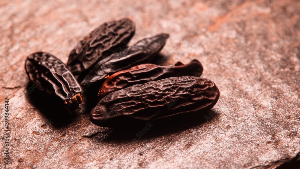 Tonka Beans on a dark background Tonka Beans on a dark background