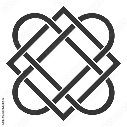 monochrome icon with Celtic knot art and ethnic ornaments
