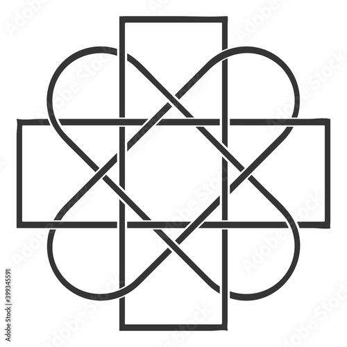 monochrome icon with Celtic knot art and ethnic ornaments