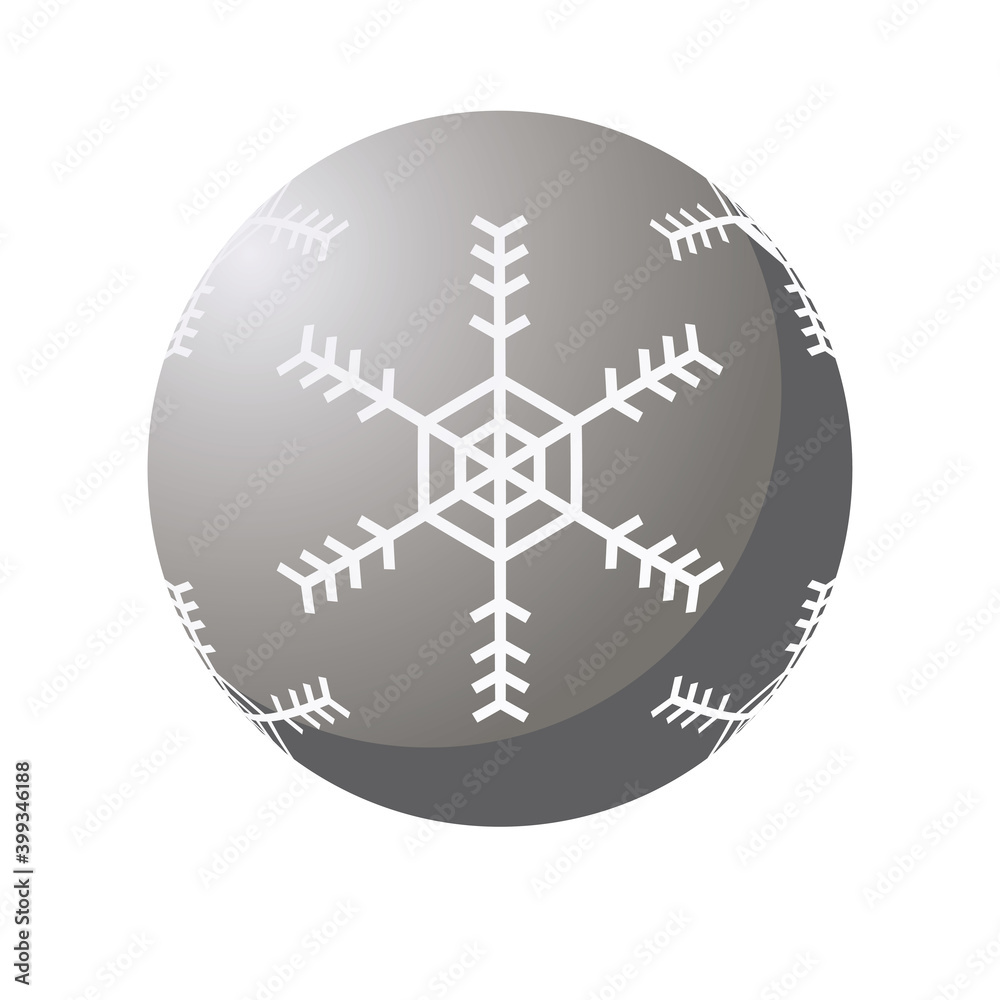 happy merry christmas silver ball with snowflake icon happy merry christmas silver ball with snowflake icon