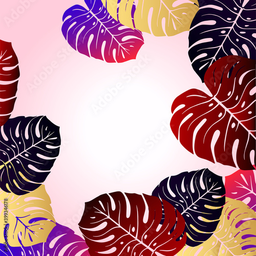 Tropical seamless pattern with exotic palm leaves. Vector illustration. Exoti...
