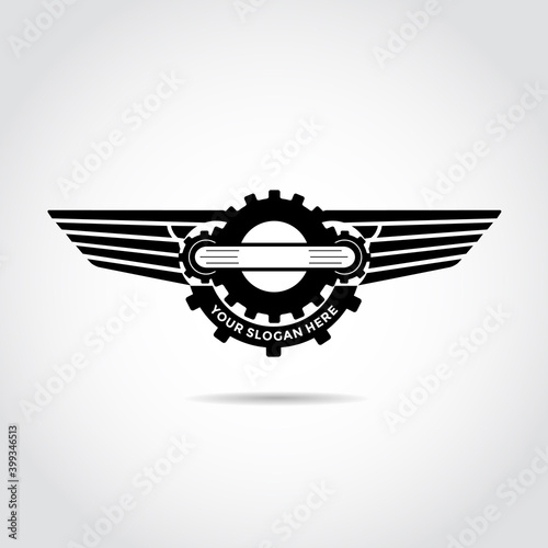 Machine Logo Template. Motorcycle community Logo design. Vector Illustrator Eps.10