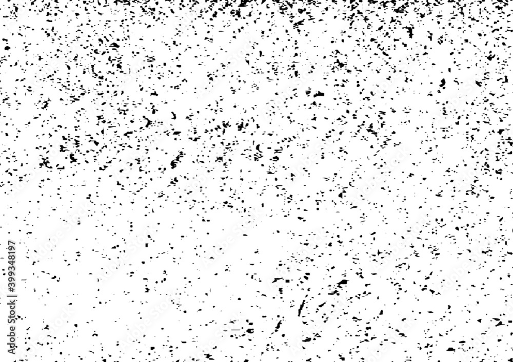 Abstract vector noise. Small particles of debris and dust. Distressed uneven background. Grunge texture overlay with fine grains isolated on white background. Vector illustration. EPS10.