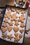 Different shaped gingerbread cookies 