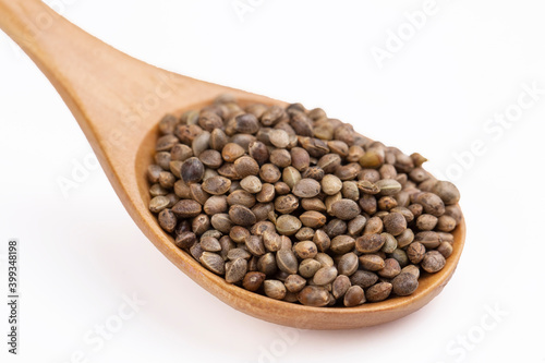 Cannabis seeds on the white...