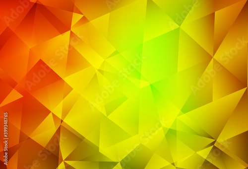 Dark Red, Yellow vector shining triangular backdrop.