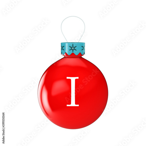 3D render shiny and glossy Christmas ball with latter and number