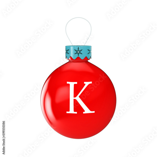 3D render shiny and glossy Christmas ball with latter and number