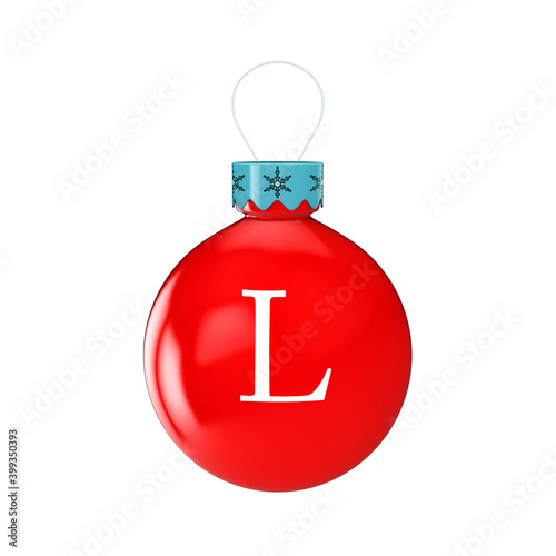 3D render shiny and glossy Christmas ball with latter and number