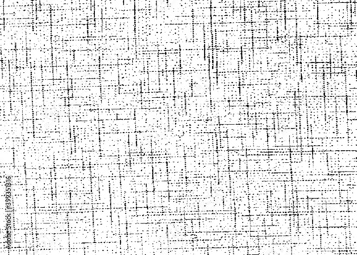 Vector fabric texture. Distressed texture of weaving fabric. Grunge background. Abstract halftone vector illustration. Overlay to create interesting effect and depth. Black isolated on white. EPS10.