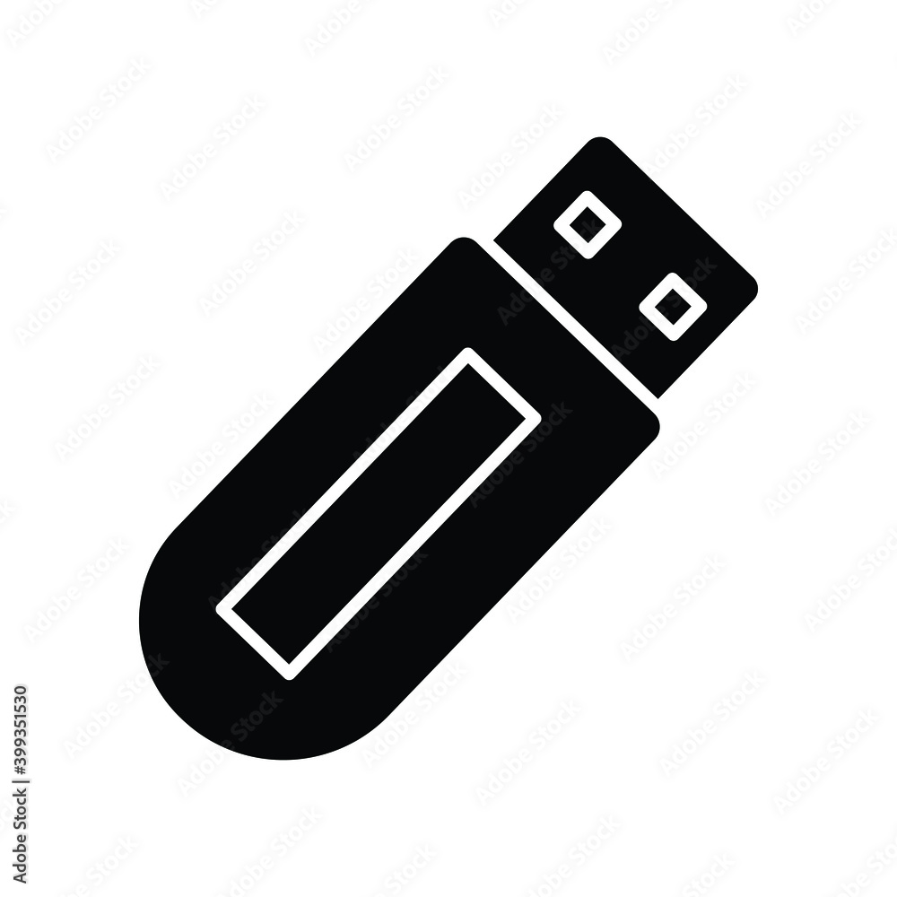 USB flash drive memory stick glyph icon USB flash drive memory stick glyph icon