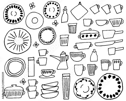 Line art of kitchenware