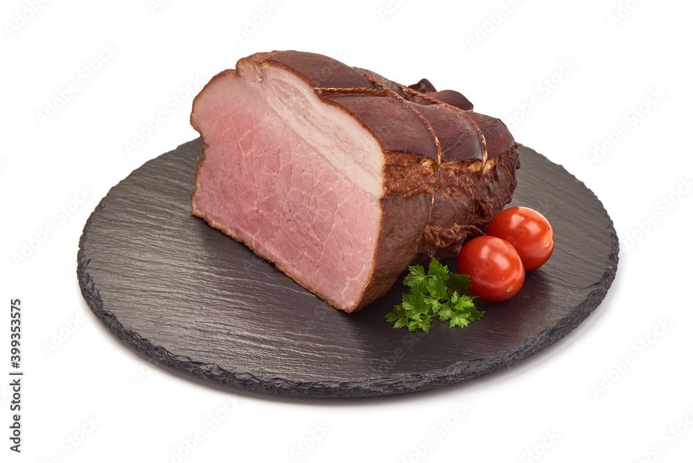 Smoked Pork meat, isolated on white background Smoked Pork meat, isolated on white background