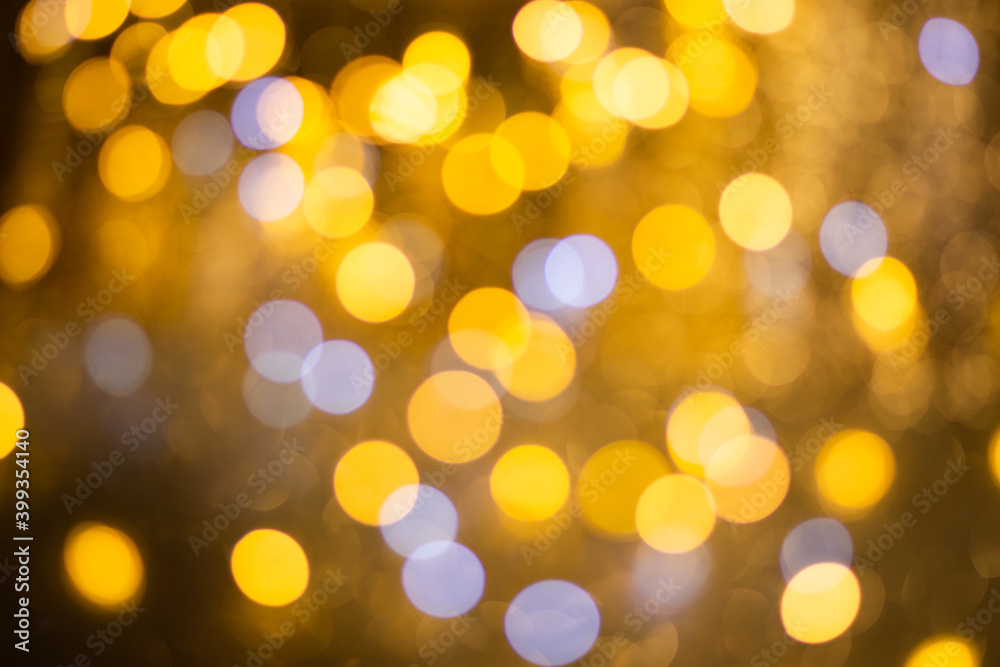 Golden bokeh, blurred background, christmas background.
