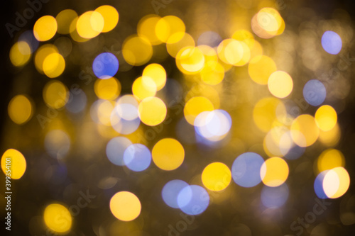 Golden bokeh, blurred background, christmas background.