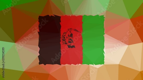 Afghanistan Flag ISO:AF dissolving technological tessellating looping moving polygons photo
