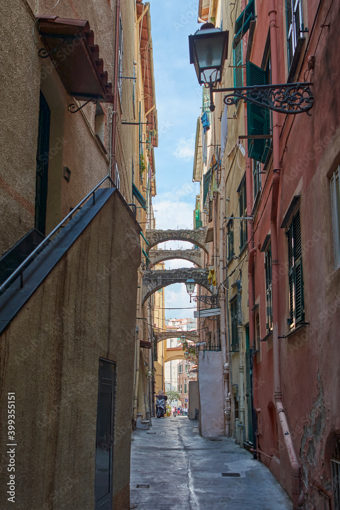 Italy. San Remo. La Pigna. The narrow streets of the old town