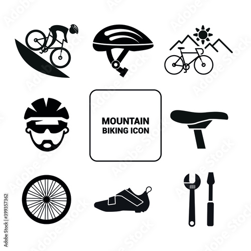 Vector image. Cycling icons. Solid icons.