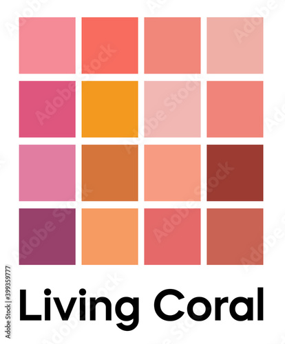 Palette of pink cream tones. Coral color template. Shades of pink color. Vector colored pattern for textiles and interior design, fashion and beauty industry