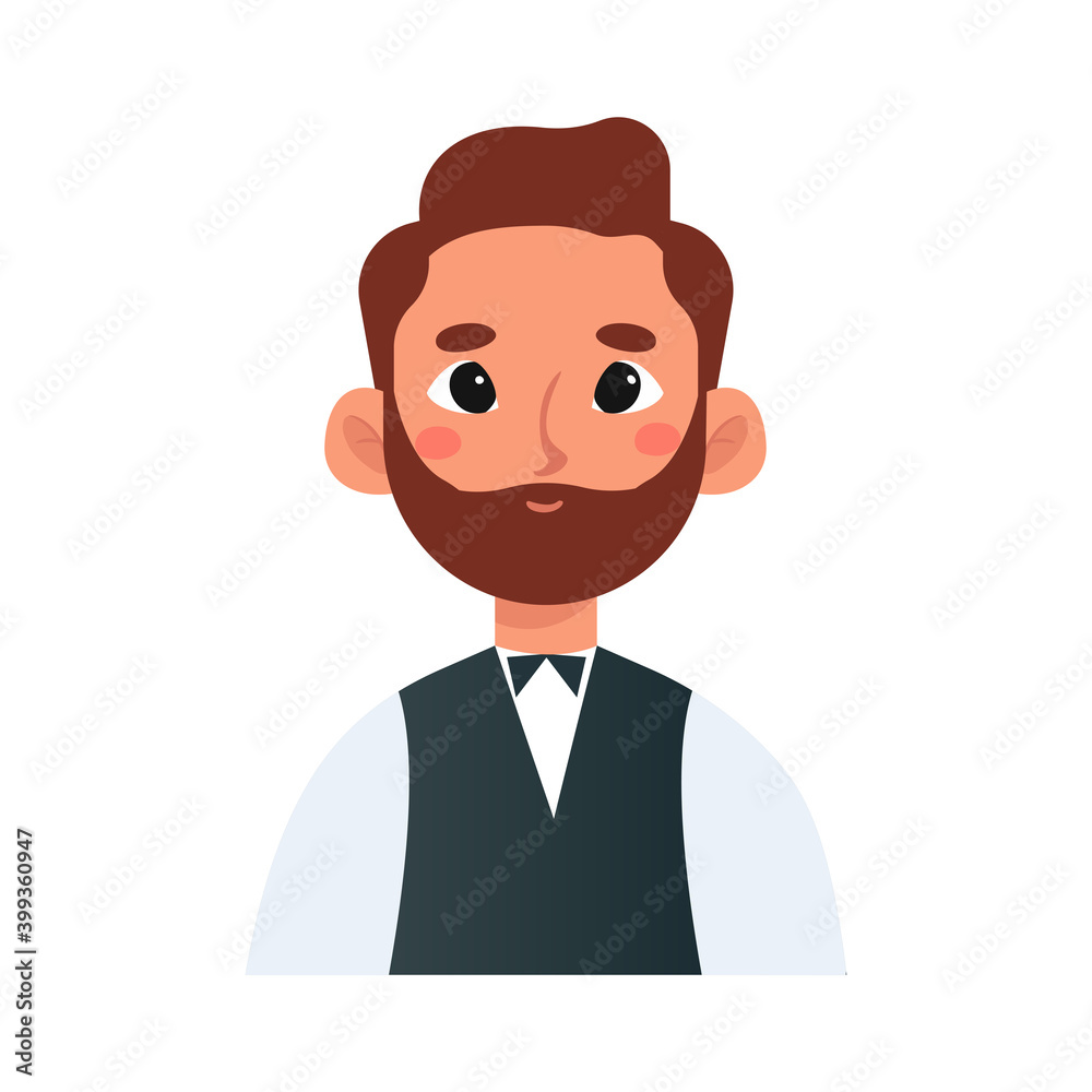 Isolated wairtress man professions jobs icon- Vector
