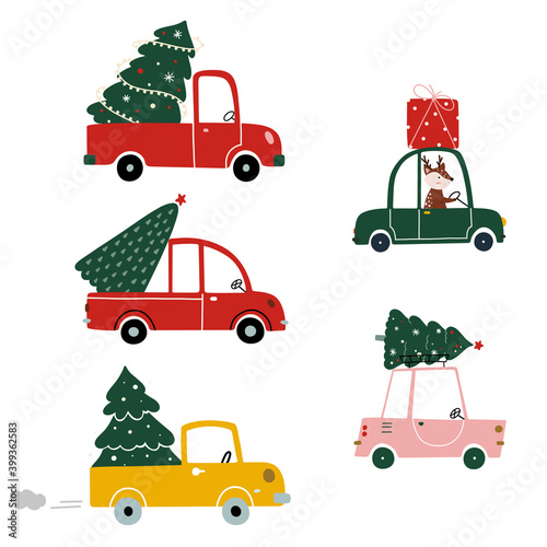 Trucks with Christmas trees