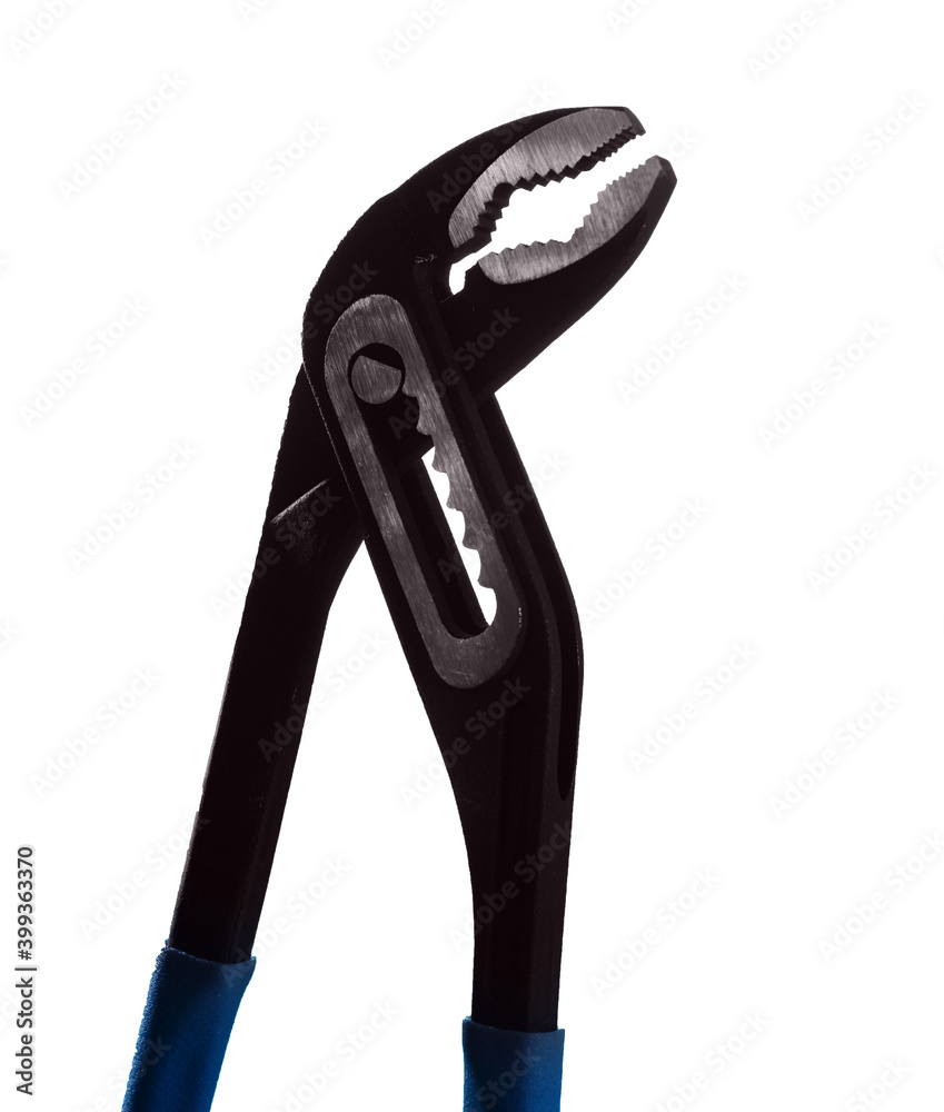 Obraz premium white background. Adjustable wrench tool. professional maintenance concept. Repair and water pipe renewal. Elimination of plumbing leak. New fix tool for repairman