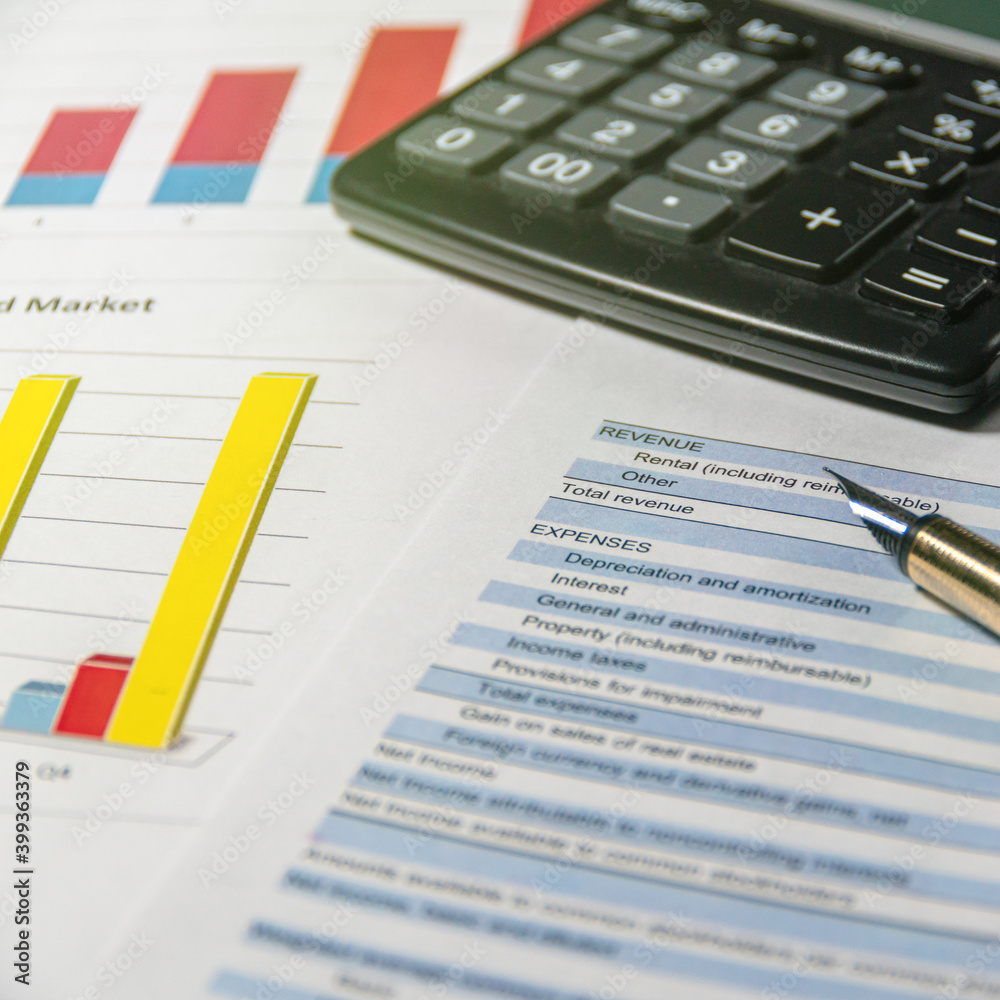Accounting report and financial statement on desk. Accounting business plan concept. Selective focus Accounting report and financial statement on desk. Accounting business plan concept. Selective focus