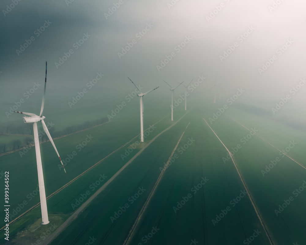 wind turbine in the fog wind turbine in the fog