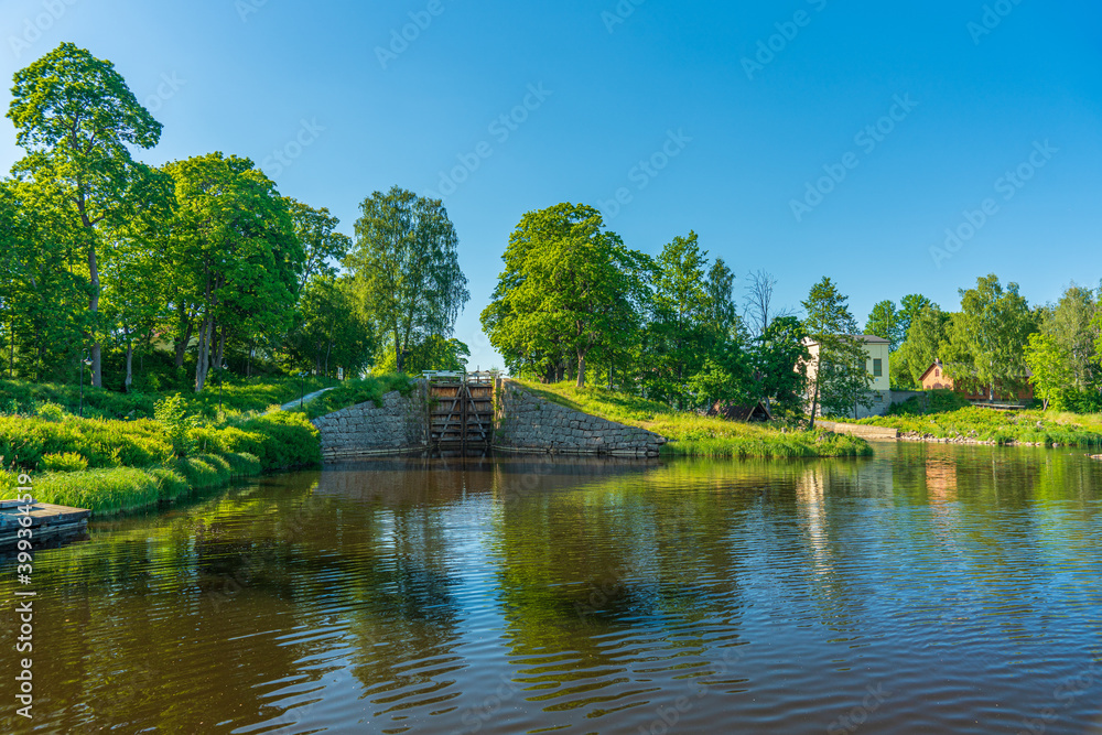Canal lock and power station at the Stromsholms canal in Fagersta, Sweden