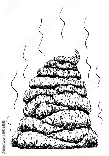 Vector cartoon stick illustration of big heap,pile or mountain of shit or excrement.