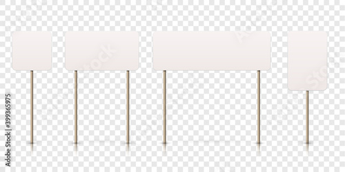 Protest sign banner, blank picket board mockup, vector empty signboard