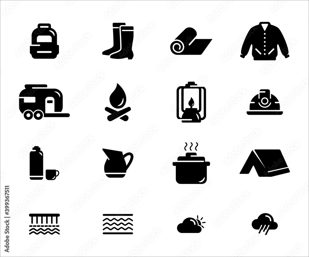 Simple Set of camping gear Related Vector icon user interface graphic ...