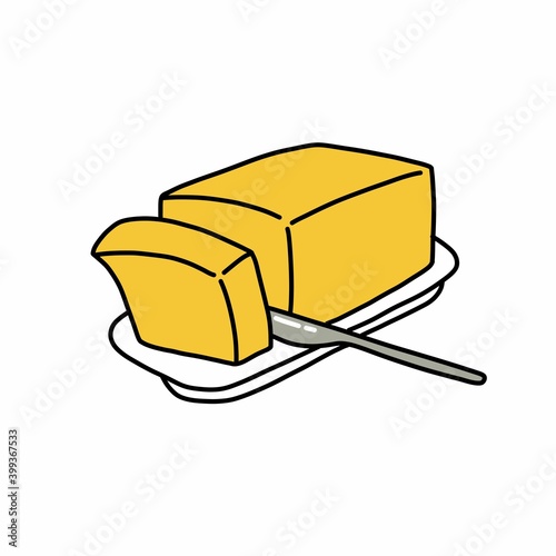 butter doodle icon, vector color cute illustration