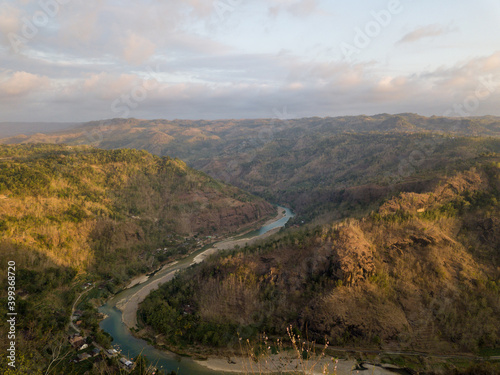 Yogyakarta Indonesia hill top park scenic mountain view know as Puncak Kebun Buah Mangunan