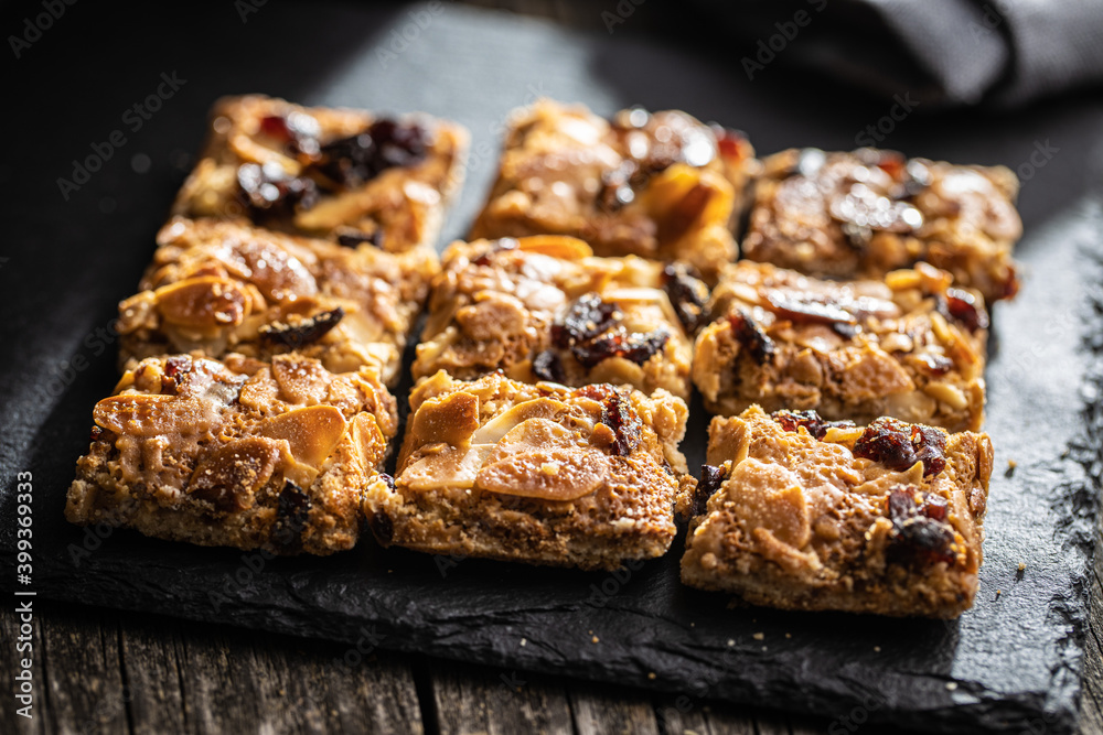 Crunchy cereal cookies with nuts and raisins Crunchy cereal cookies with nuts and raisins