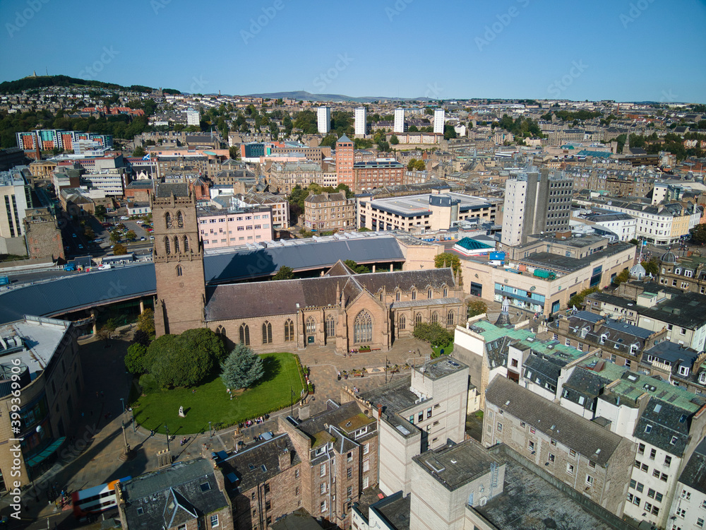 Fly over Dundee Scotland Aerial