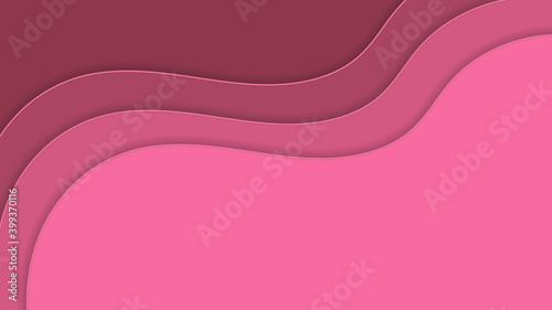 Beautiful abstraction pink, background in the form of waves is made in the style of paper cut.