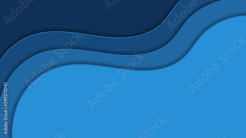 Beautiful abstraction blue, background in the form of waves is made in the style of paper cut.