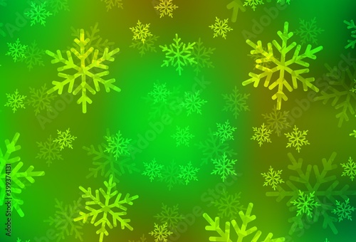 Light Green, Yellow vector background in Xmas style.