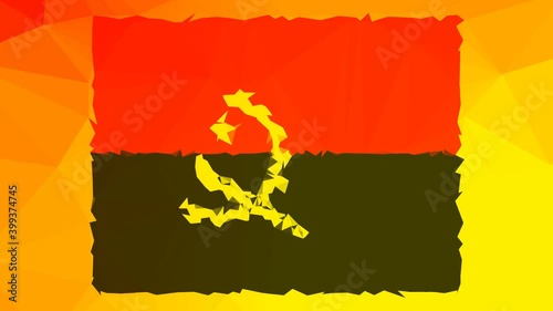 Angola Flag ISO:AO appearing technological tessellating looping animated polygons photo