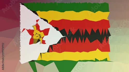 Zimbabwe Flag ISO:ZW fade techno tessellation looping animated triangles photo