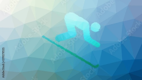 downhill skiing appearing techno tessellating looping moving triangles photo